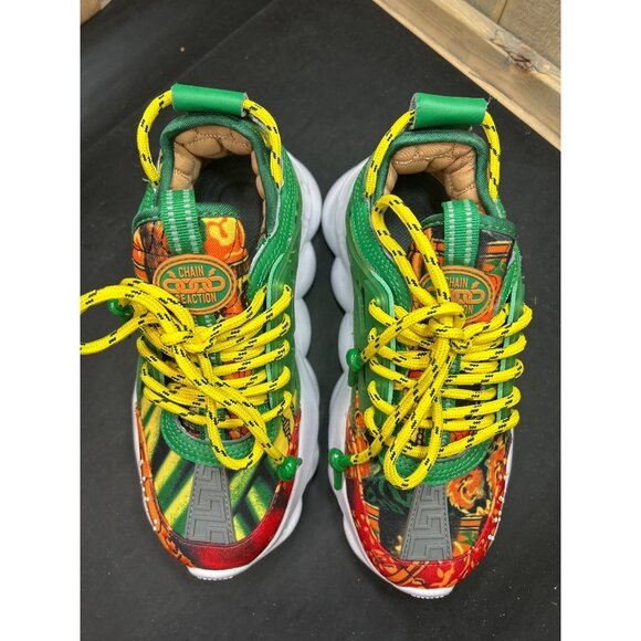 Versace Chain Reaction Sneakers EU37 US7 Multicolor Green Red Yellow - Picture 5 of 10